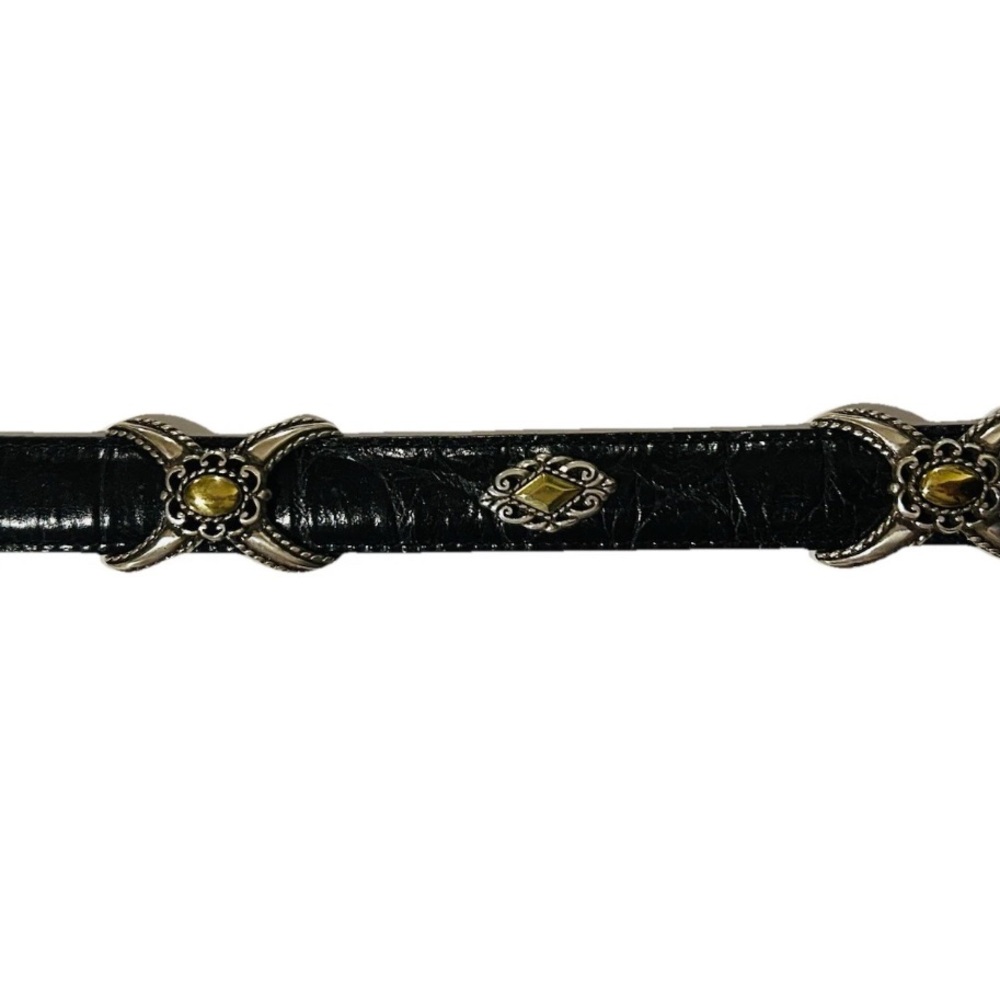 Brighton Women's Western Belt Black Size 32 Silver & Gold Sliders